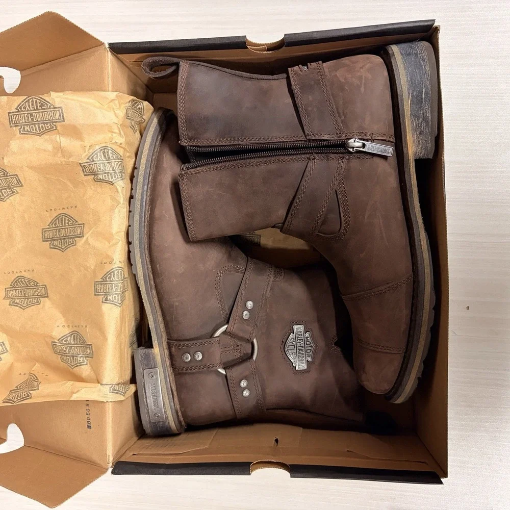 Harley Davidson Conklin D96162 Men’s 9 Brown Waterproof Leather Motorcycle Boots